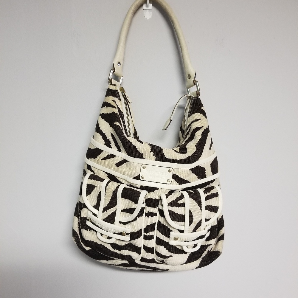 kate spade Serena tan/ brown canvas animal print